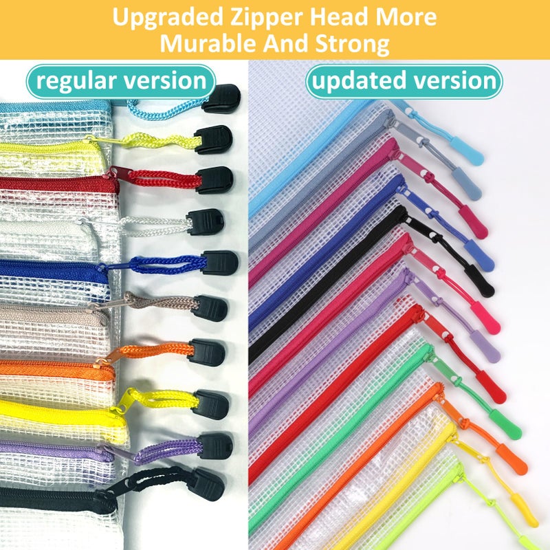 YOPCDJ 12pcs Mesh Zipper Pouch Bags, A4 Puzzle Bag (12 Colors, 12 Packs) for Organizing, Classroom Must Have Storage Bag, File Bags for School, Board Games and Office Supplies - Image 4